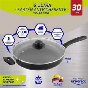 Sartén Universal 6 Ultra de 30 cm con tapa de vidrio – 3,4 litros